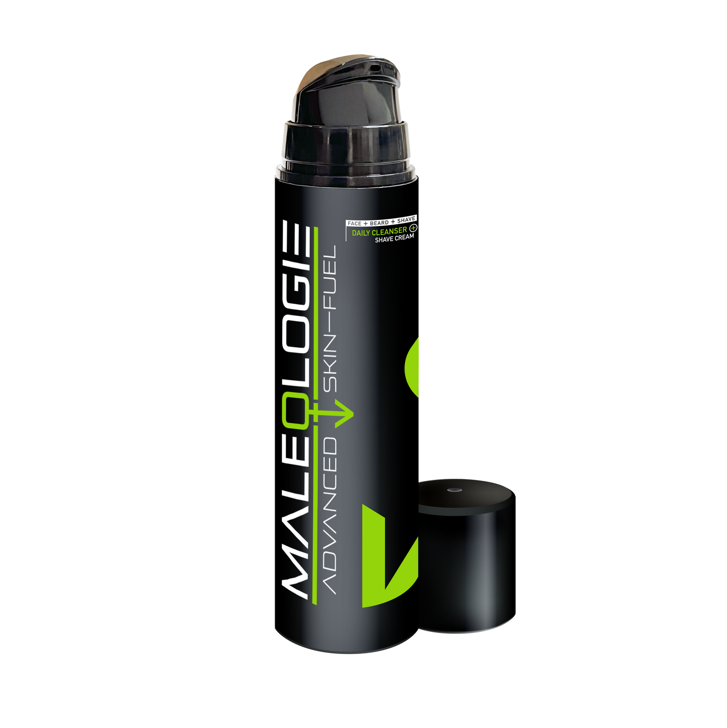 Maleologie Daily Cleanser + Shave Cream dual-action facial cleanser and shave cream tube.