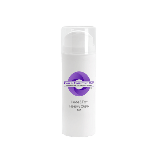 Corium Corrective 360° Hands & Feet Renewal Cream intensive repair treatment in pump bottle.